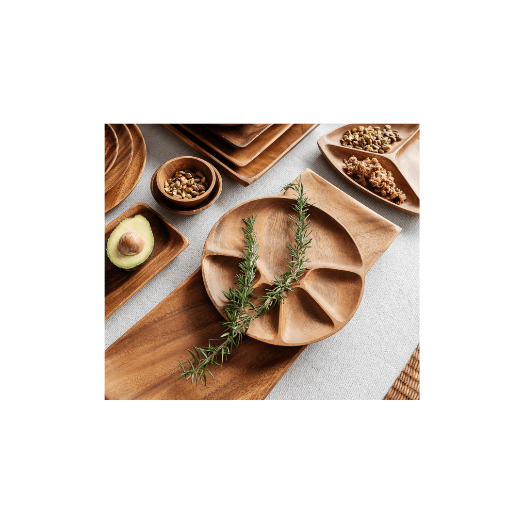 Acacia Round 5 Compartment Plate