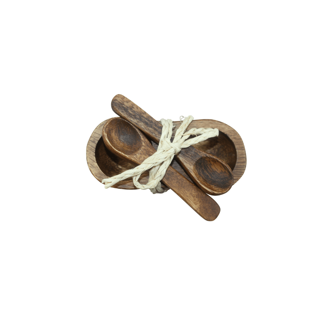 Acacia Condiment Set w Mini Spoons