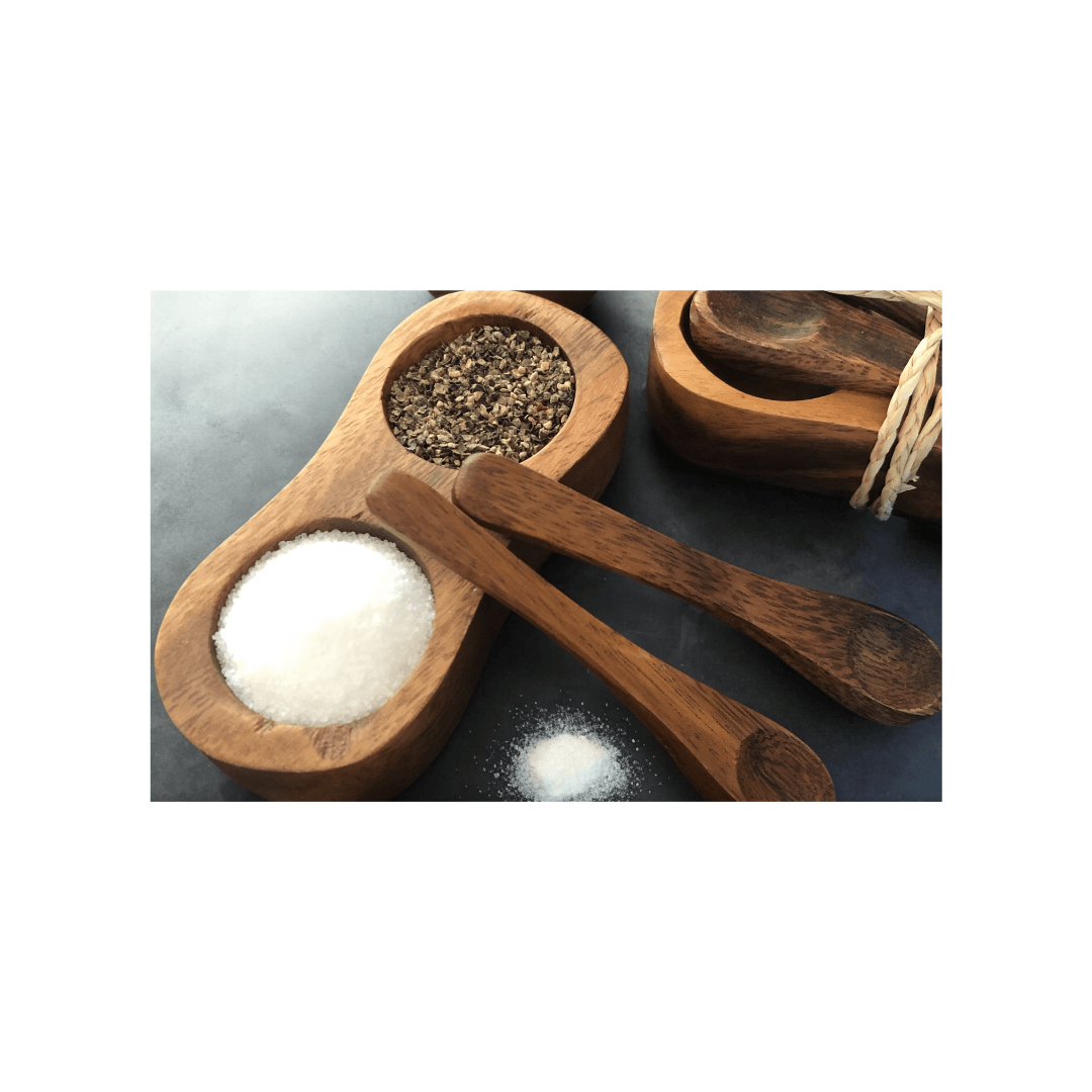 Acacia Condiment Set w Mini Spoons