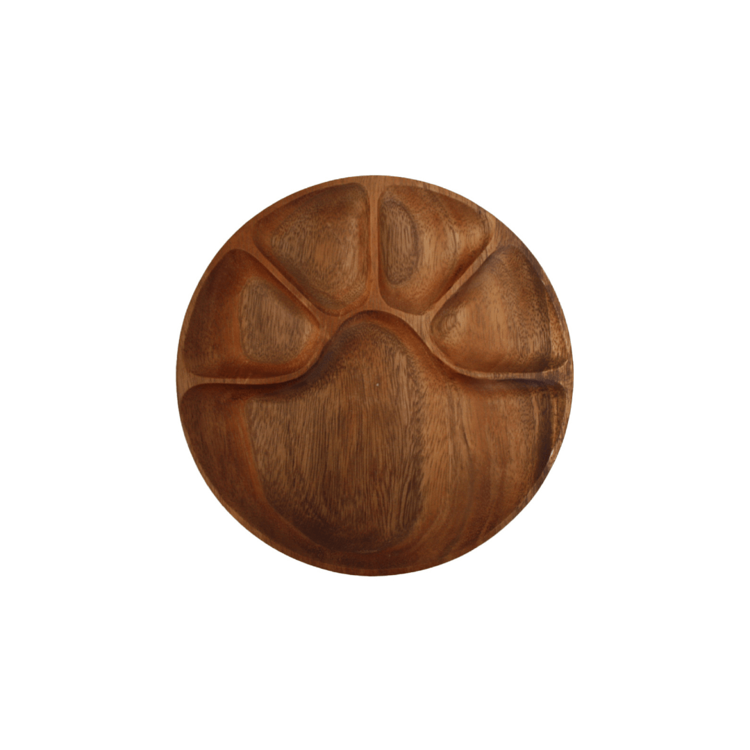 Acacia Round 5 Compartment Plate