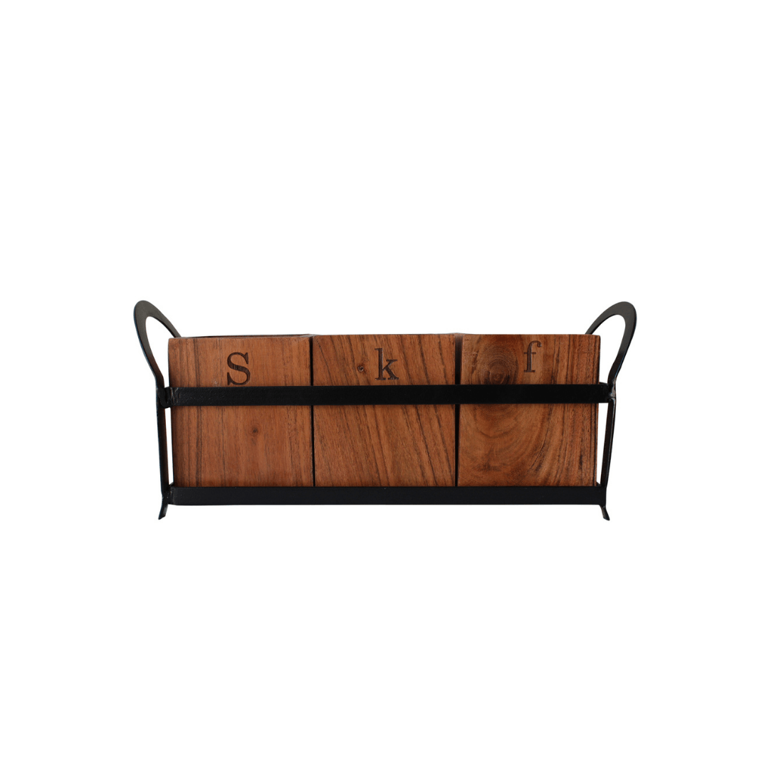 Acacia/Iron Cutlery Holder