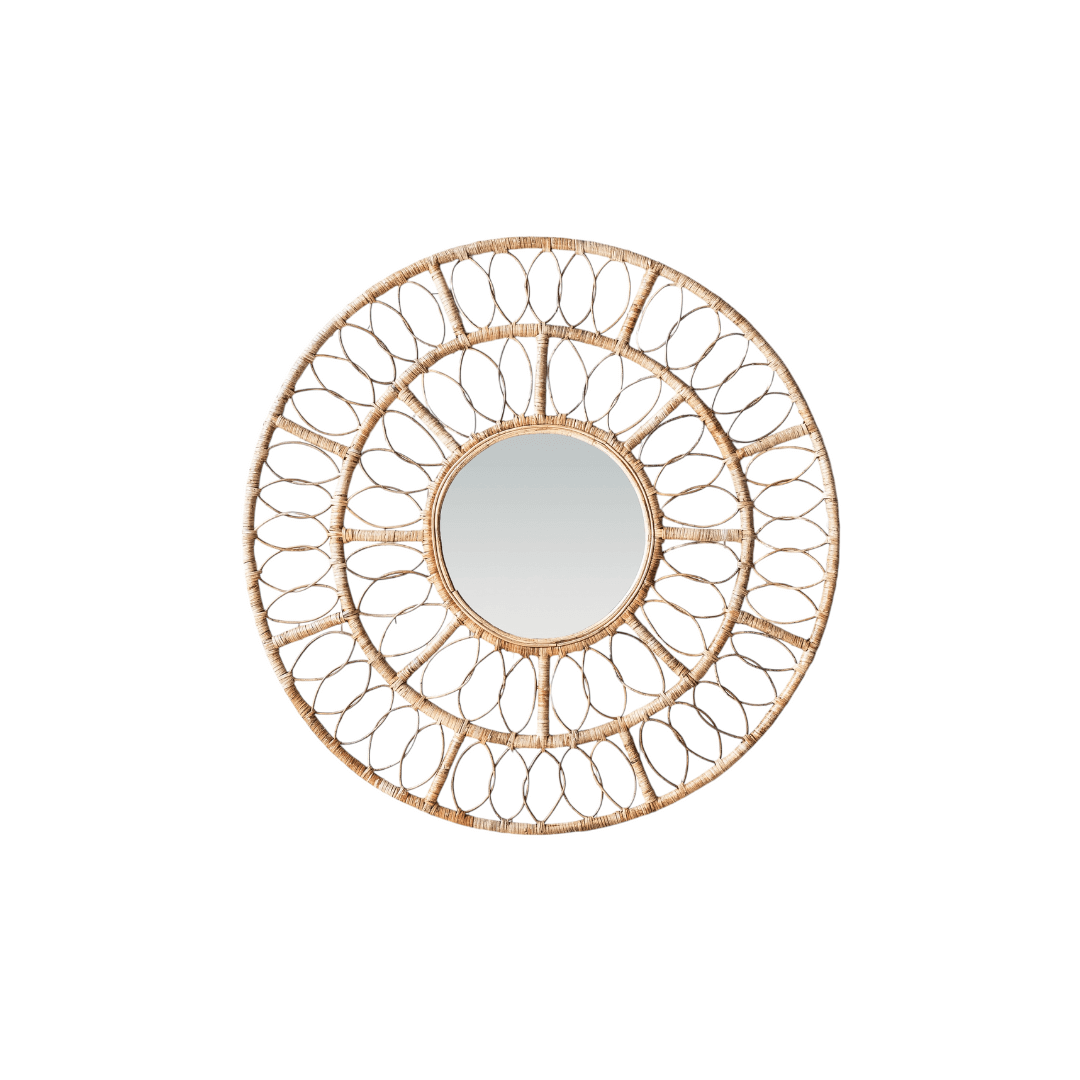 Multi Round Rattan Wall Mirror