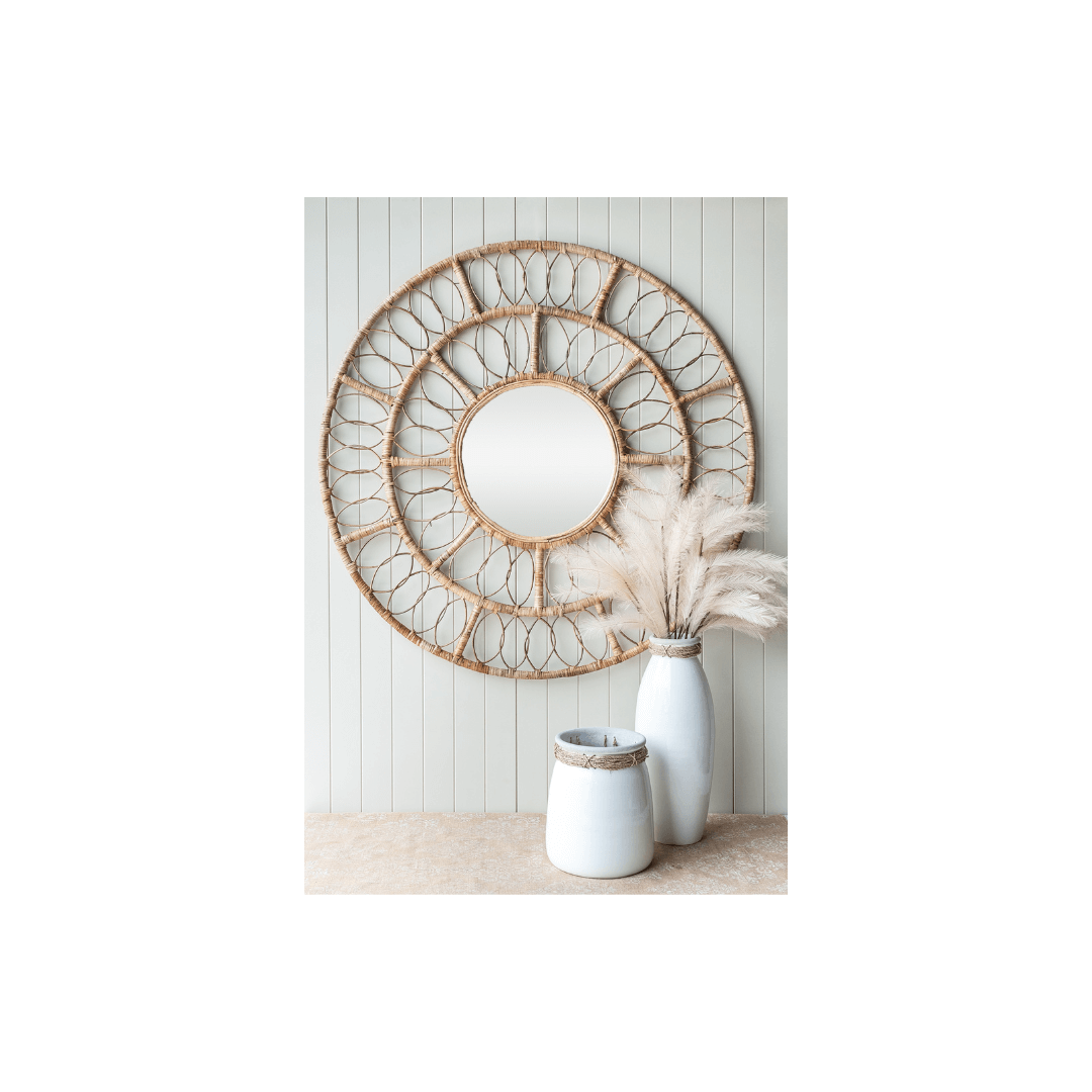 Multi Round Rattan Wall Mirror